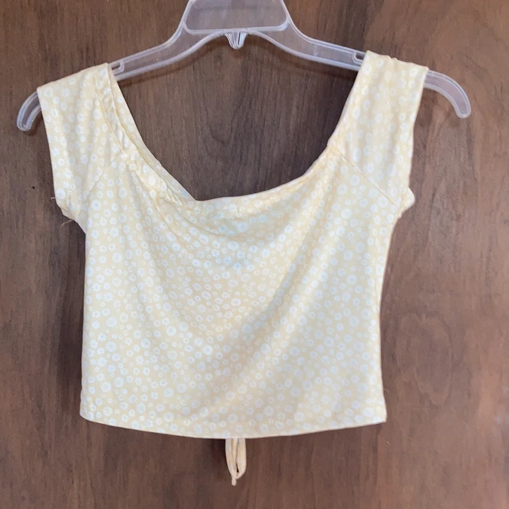 3/$12 Rue21 top Yellow w white floral print cinch front detail boho top casual - Picture 9 of 15